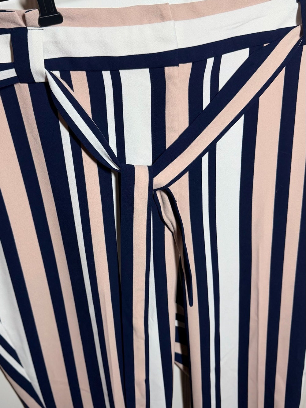 Express Navy, White & Blush Striped Tie-Front Trousers